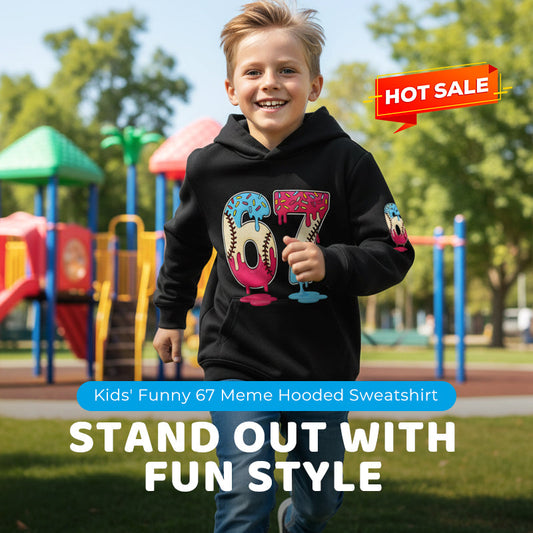 Kids' Funny 67 Meme Hooded Sweatshirt