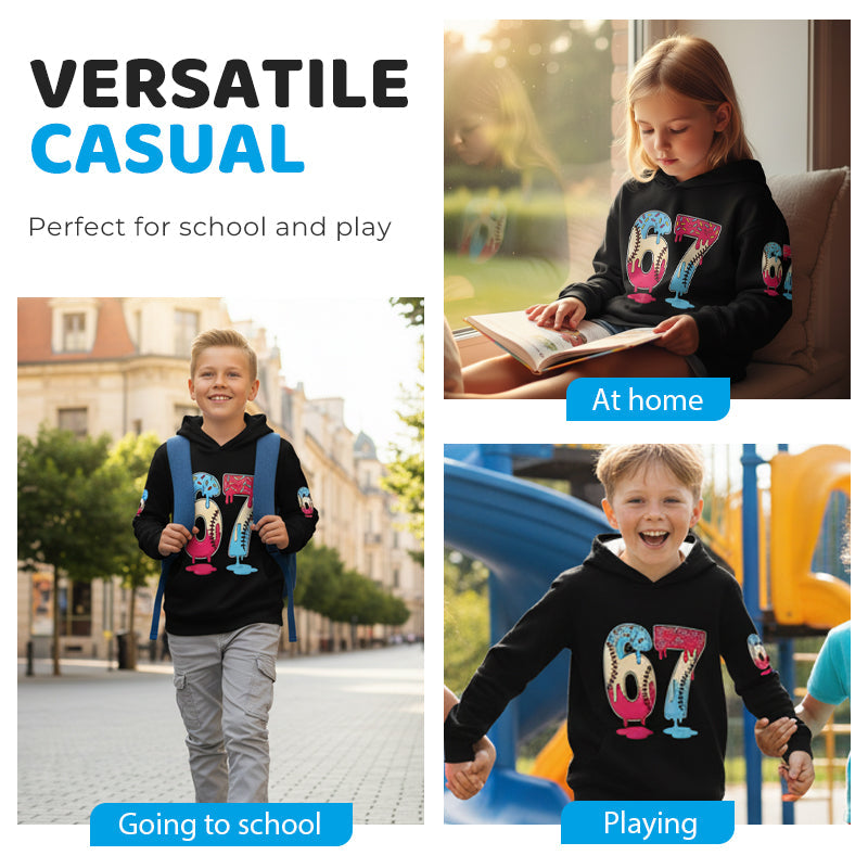 Kids' Funny 67 Meme Hooded Sweatshirt