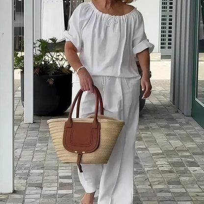 ⏳Hot Pick 70%OFF⏰Women's Drawstring Top & Pants 2-Piece Set – Relaxed Fit, Comfortable & Perfect for Lounging or Everyday Style 🌸