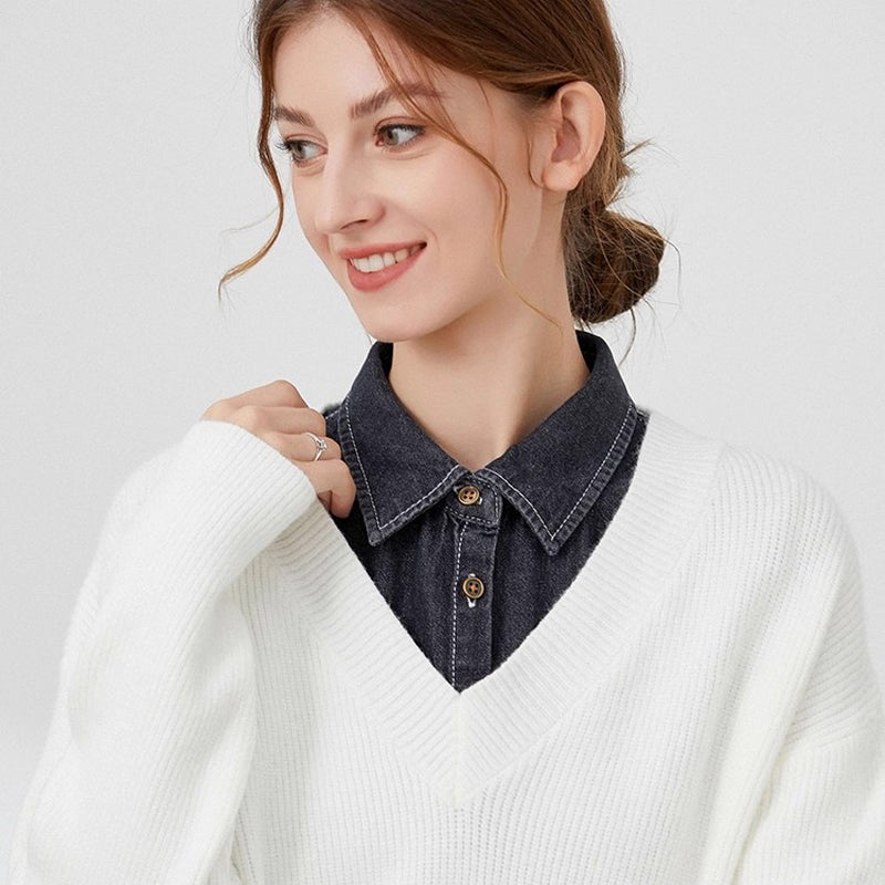 Detachable Denim Fake Collar for Women
