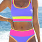 💃👙Last Day Sale 50% OFF🌈Color Block Patchwork Sporty 3-Piece Bikini Set - High Waisted & Tummy Control Swimsuit