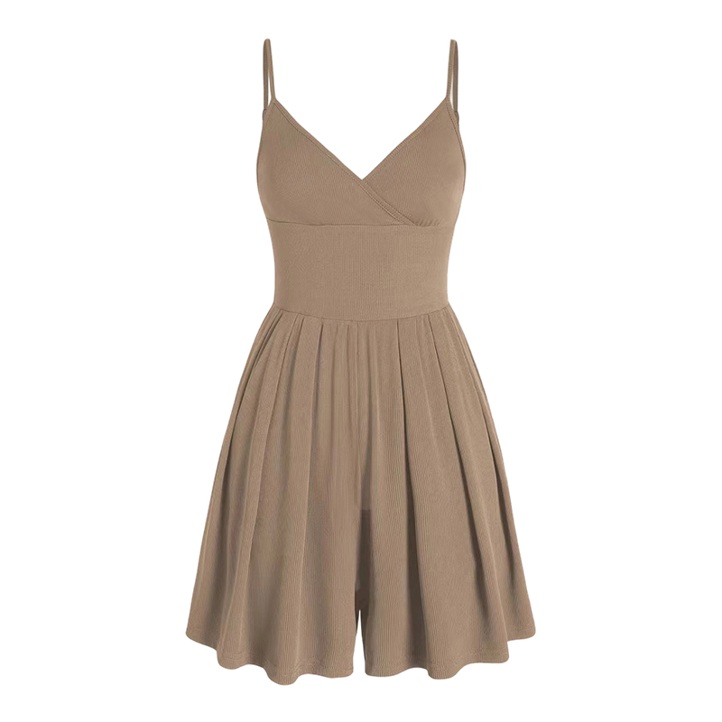 🥳Last Day Special Price ￡13.99!!🌿 50% OFF! Women‘s Ribbed Knit Romper – Breathable & skin-friendly, keeps shape. Flared skirt with hidden shorts, no riding up. 6 colors. Effortless everyday elegance. 👙✅