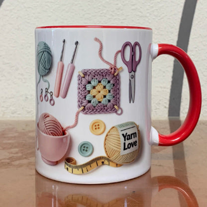 Crochet & Knitting Themed Ceramic Coffee Mug