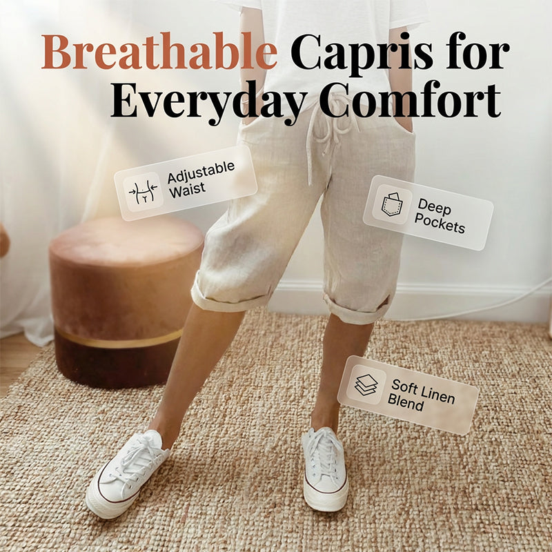 ⏳Time-Limited 60% OFF! 👖⏰Women’s Casual Cotton Linen Capris– Breathable, Comfortable & Effortlessly Chic 🌿✨