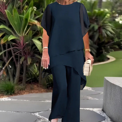 🎁New arrival 50% OFF💥Charming Irregular Top & Wide Leg Pants Set