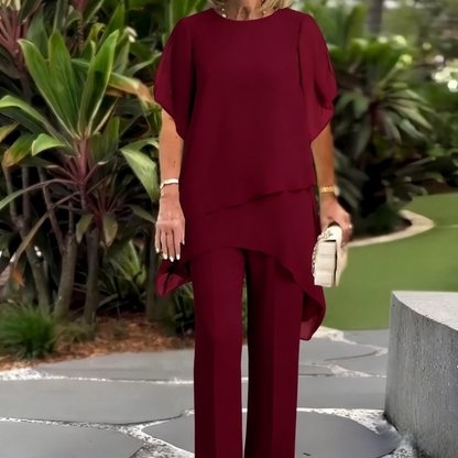 🎁New arrival 50% OFF💥Charming Irregular Top & Wide Leg Pants Set