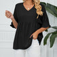 💖LAST DAY SALE 50% OFF💷👕Women's Tops Casual V Neck Ruffle Sleeve T Shirts Babydoll Loose Fit Peplum Top🌿