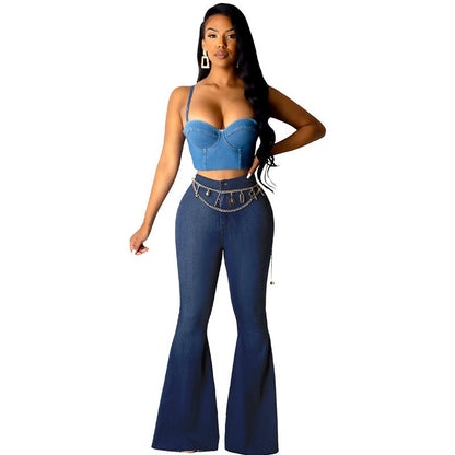 🔥 50% OFF NOW!🔥Women’s High-waist Stretch Flared Denim Pants