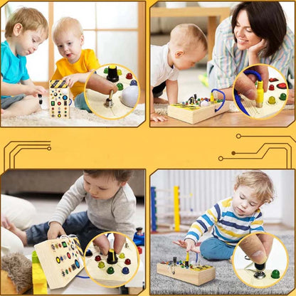 Gifts For Children🎁Wooden Busy Board Toys with LED Lights