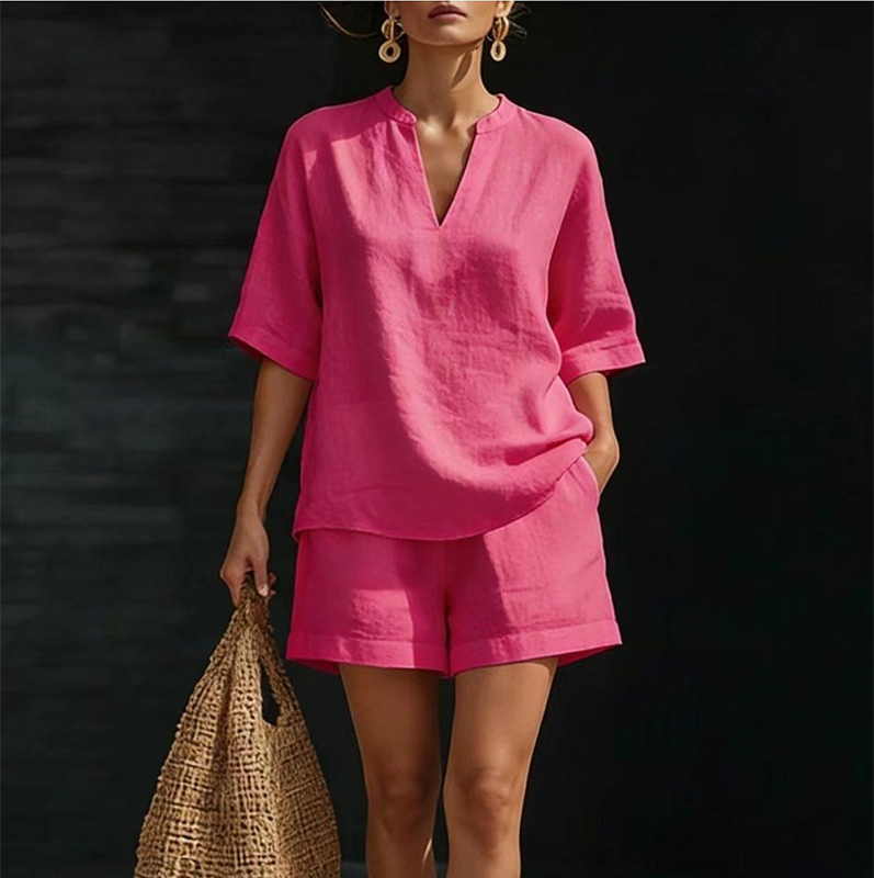 🔥 BIG CLEARANCE SALE 🔥☁️ 2026 New Arrival! 🍀Women's Casual V-Neck Two-Piece Short Set