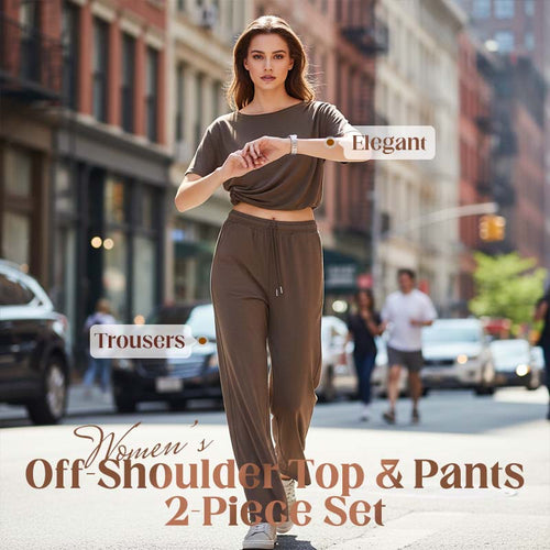 👗 LIMITED-TIME 50% OFF! 💥 Women's Off-Shoulder Top & Pants 2-Piece Set – Asymmetrical, Wide-Leg, Soft Fabric ⚡