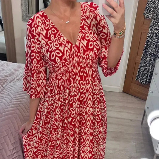🔥2026 Hot Sale🔥  V-neck Floral Seaside Holiday Dress