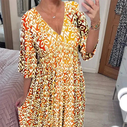 🔥2026 Hot Sale🔥  V-neck Floral Seaside Holiday Dress