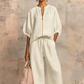 👚IMITED-TIME 70%OFF! 👖 Women's Solid  Color 2-Piece Tracksuit -Puff Sleeve, Wide Leg,Zipper Detail✨
