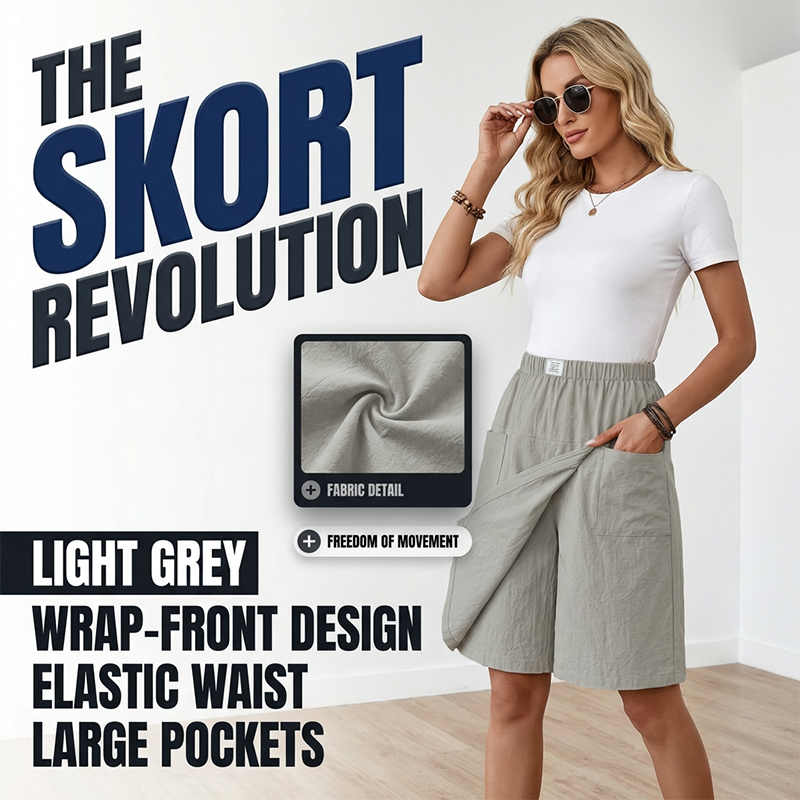 ⏳Limited-time 50% off⏰Women's Casual Elastic Waist Wrap Skort