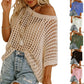 💖Last Day Sale 49% OFF💖Casual 3/4 Sleeve Mesh Knit Top
