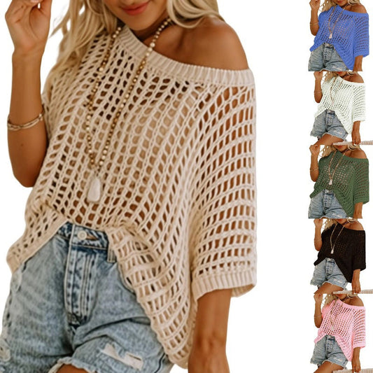 💖Last Day Sale 49% OFF💖Casual 3/4 Sleeve Mesh Knit Top
