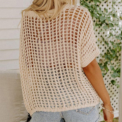 💖Last Day Sale 49% OFF💖Casual 3/4 Sleeve Mesh Knit Top