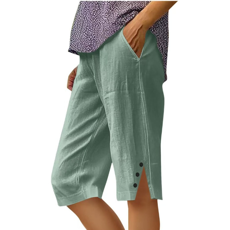 📢Limited-time Hot Sales - Just ￡10.99🥰👖Women's Casual Solid Color Pocket Capri Pants