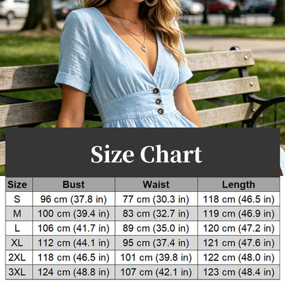 👗 50% OFF NOW! ☀️ Women's Summer V-Neck Button-Down Dress – Lightweight & flowy – Perfect for beach, brunch or casual days – easy, breezy style 🌸✨