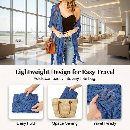 🌊SUMMER HOT SALE 50% OFF!✨ Women's Open-Front Knit Cover-Up with Tassel Fringe – Bohemian & Lightweight – Beach Essential 🌴