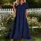 ⏰Summer Hot Sale 70% OFF💃Women Summer Ruffle Hem Floral Lace Eyelet Dress Casual Notch Neck Midi Tunic Dress with Pocket