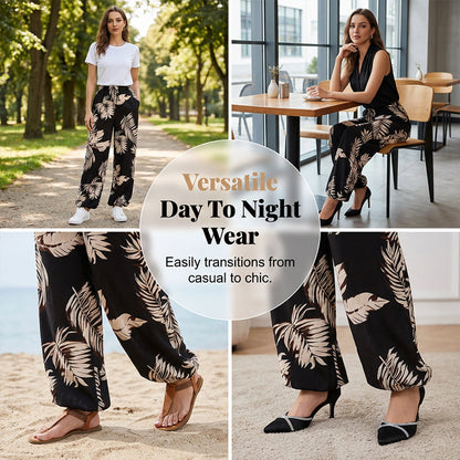 💖LAST DAY SALE 50% OFF💷Women's Summer Wide Leg Pants Flowy Drawstring Elastic Waist Trousers with Pockets