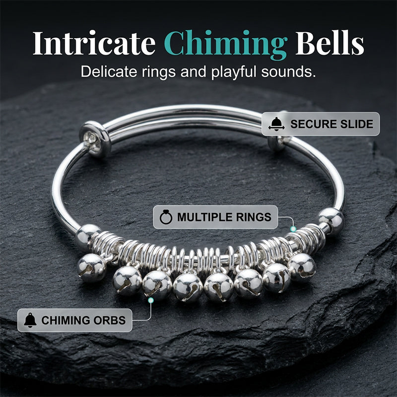 ✨ 50% OFF NOW! 🏆 Adjustable Silver Bell Charm Bangle Bracelet – Delicate & jingly – Lightweight, tarnish-resistant & perfect for daily wear or gifting 🔔