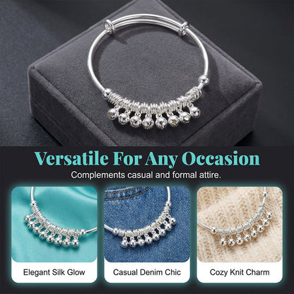 ✨ 50% OFF NOW! 🏆 Adjustable Silver Bell Charm Bangle Bracelet – Delicate & jingly – Lightweight, tarnish-resistant & perfect for daily wear or gifting 🔔