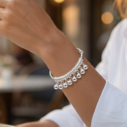 ✨ 50% OFF NOW! 🏆 Adjustable Silver Bell Charm Bangle Bracelet – Delicate & jingly – Lightweight, tarnish-resistant & perfect for daily wear or gifting 🔔