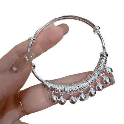 ✨ 50% OFF NOW! 🏆 Adjustable Silver Bell Charm Bangle Bracelet – Delicate & jingly – Lightweight, tarnish-resistant & perfect for daily wear or gifting 🔔