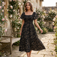 🌈2026 Summer Hot Sale 50% OFF!✨Square Neck Floral Midi Dress – Smocked Bodice, Flowy Tiered Skirt, Romantic🌸