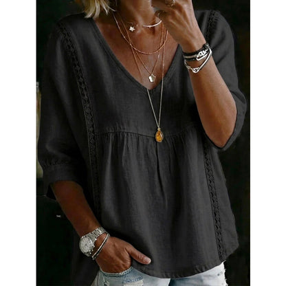 🔥Summer Hot Sales - 65% OFF👚Women's Casual V-Neck Lace Trim Top