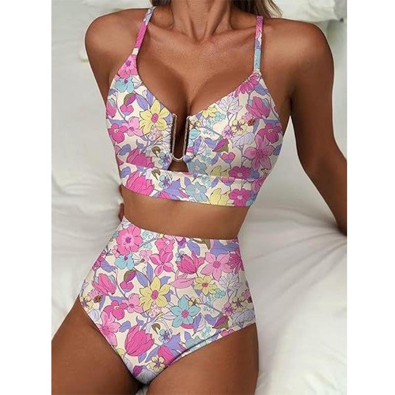🌊💕2026 Summer Hot Sale 70% OFF👙✨Women's Floral High Waisted Tummy Control Bikini Set