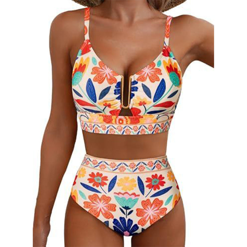 🌊💕2026 Summer Hot Sale 70% OFF👙✨Women's Floral High Waisted Tummy Control Bikini Set