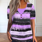 🌺Summer Hot Sale 60% OFF💐Women's Plus Size Loose Faux Two-Piece Striped Henley Top