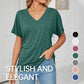 ⏰Summer Hot Sale 70% OFF👚Women's V-Neck Loose Soft Solid Color Short Sleeve Top