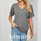 ⏰Summer Hot Sale 70% OFF👚Women's V-Neck Loose Soft Solid Color Short Sleeve Top