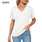 ⏰Summer Hot Sale 70% OFF👚Women's V-Neck Loose Soft Solid Color Short Sleeve Top