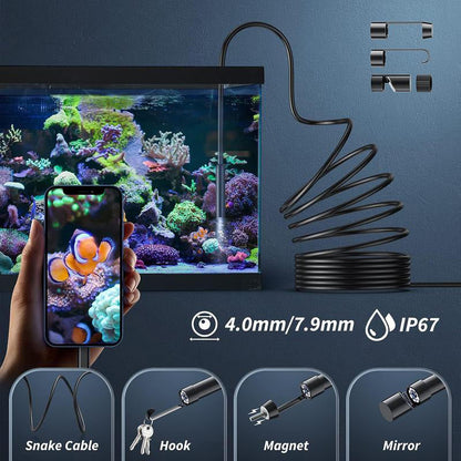 🏆LAST DAY SALE: ONLY ￡9.99!!🎁✨TechView™🇬🇧HD Endoscope Camera for iPhone & Android – 1920P Inspection Scope with 8 Adjustable LED Lights 🔍📱