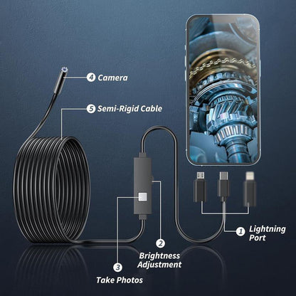 🏆LAST DAY SALE: ONLY ￡9.99!!🎁✨TechView™🇬🇧HD Endoscope Camera for iPhone & Android – 1920P Inspection Scope with 8 Adjustable LED Lights 🔍📱