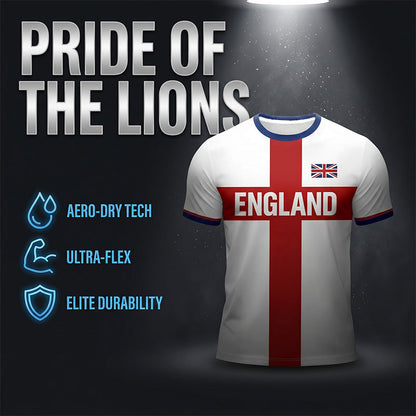 👕 LIMITED-TIME 50% OFF! England Football Tee – Red Cross & Flag Graphic, Athletic Fit, Breathable for World Cup 2026 🏆⚽