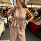 🏖️Limited Time Sale 50% OFF!🌞Women's Striped Tie-Waist Co-ord Set – Sleeveless Blouse & Wide-Leg Trousers 💫🌿  Vintage Boho Style • Casual Commuter Wear • Lightweight & Flowy💃