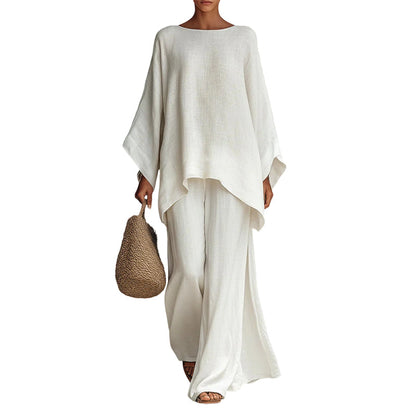 🏖️Limited Time Sale 50% OFF!🌞Women's Relaxed Co-ord Set – Loose-Fit Shirt & Wide-Leg Trousers 🌿☁️  Soft, Comfortable & Stylish • Perfect for Daily & Holiday Wear