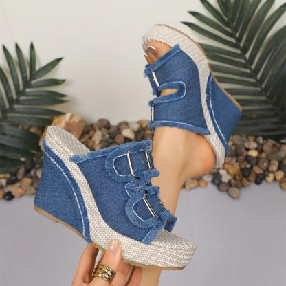 🎁2026 New Arrivals 50% OFF💥Women's Casual Denim Platform Slide Sandals