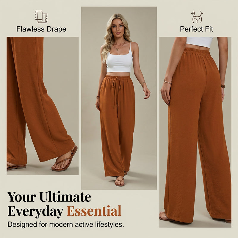 💖LAST DAY SALE 50% OFF💷Women's Summer Wide Leg Pants Flowy Drawstring Elastic Waist Trousers with Pockets
