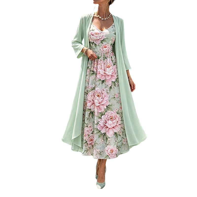 👗 50% OFF NOW! ☀️Women's Elegant Two-Piece Floral Dress Set