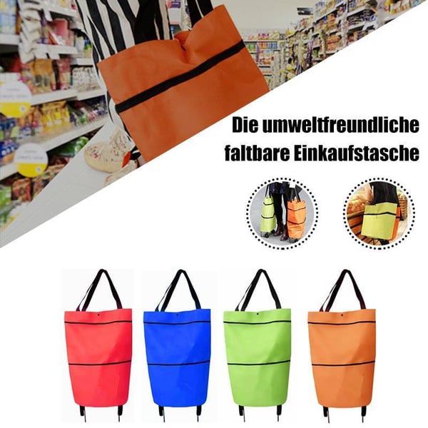 🔥Limited Offer ￡9.99!!⚡50K+ SOLD!🛍️2-in-1 Convertible shopping tote – hides wheels, holds 20kg, expands with zipper!
