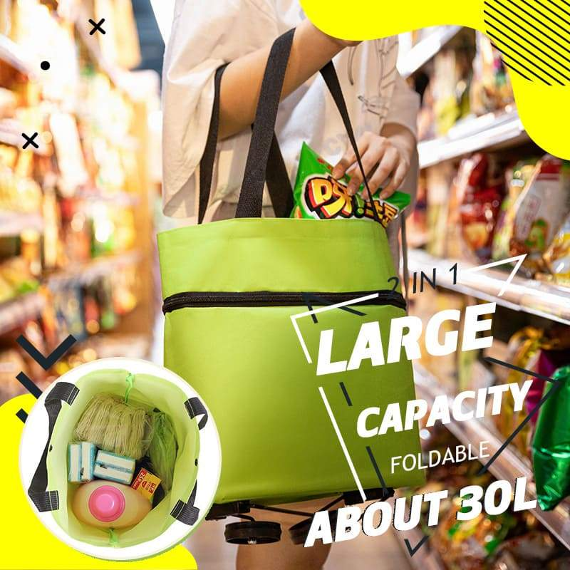 🔥Limited Offer ￡9.99!!⚡50K+ SOLD!🛍️2-in-1 Convertible shopping tote – hides wheels, holds 20kg, expands with zipper!