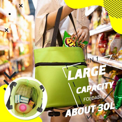 🔥Limited Offer ￡9.99!!⚡50K+ SOLD!🛍️2-in-1 Convertible shopping tote – hides wheels, holds 20kg, expands with zipper!